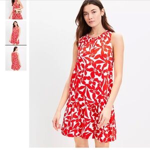 Loft Plumeria Ruched Flounce Swing Dress